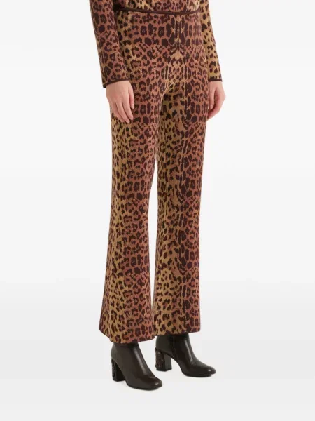 Pantaloni Maliparmi tricotate cu imagine cu model leopard maro