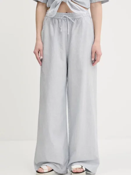 Tommy Jeans pantaloni din amestec de in albastru