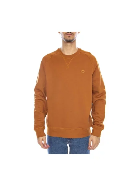 Dzianinowa bluza sportowa Timberland z okrągłym dekoltem brązowa