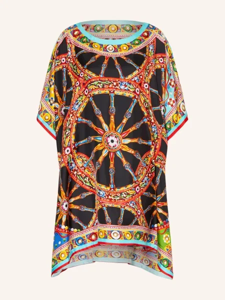 Dolce & Gabbana Hedvábné Šaty / červená / tmavě modrá černá