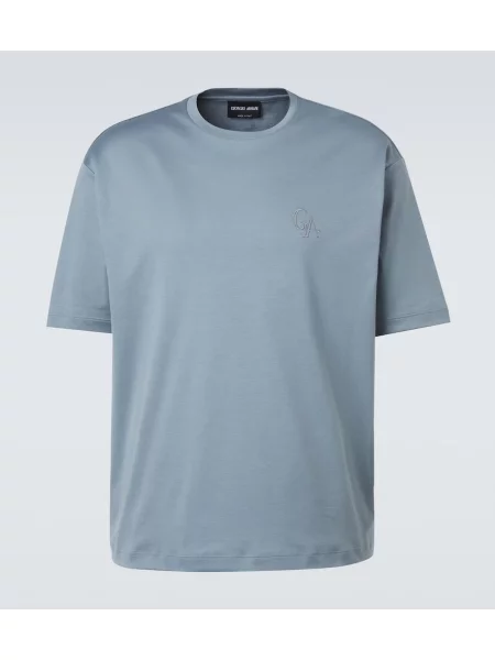 Tricou Giorgio Armani din jerseu albastru