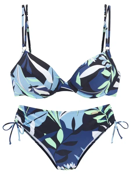 SUNSEEKER Bikini mornarska / svetlo modra / pastelno zelena bela