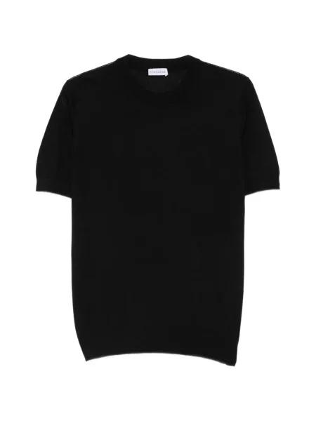 Scurt tricou éphémère cu decolteu rotund negru