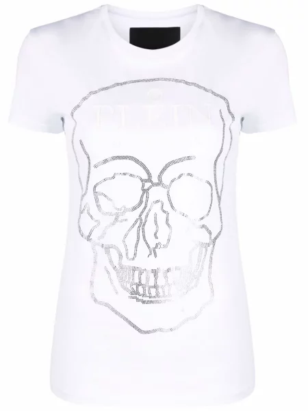 Tricou Philipp Plein de cristal alb