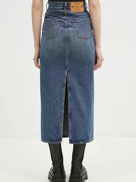 Džínová sukně Fiorucci Denim Midi tmavomodrá midi pouzdrová