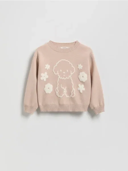 Reserved Sweter z aplikacją beżowy