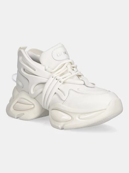 Кожени маратонки GOE бежово WHITE бяло