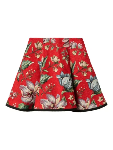 Fustă La Doublej cu model floral din jacard roșu