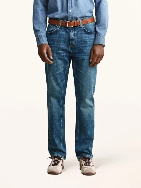 Gant Džíny Regular Fit mid blue broken in modré