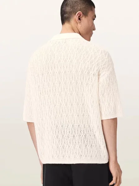 Tricou polo Allsaints de lână bej