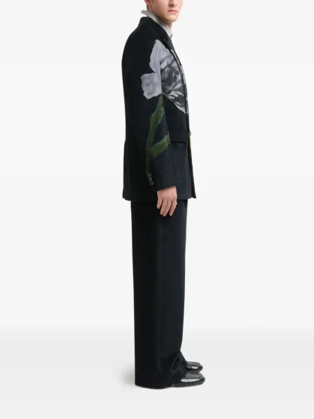 Pantaloni Marni de catifea cu imagine negru