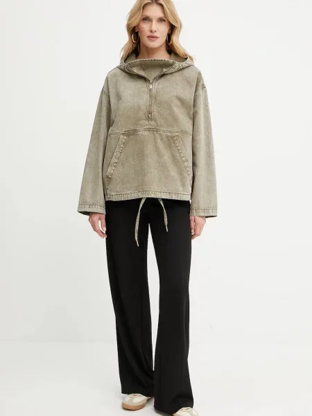 MICHAEL Michael Kors bluza jeansowa z kapturem gładka zielony