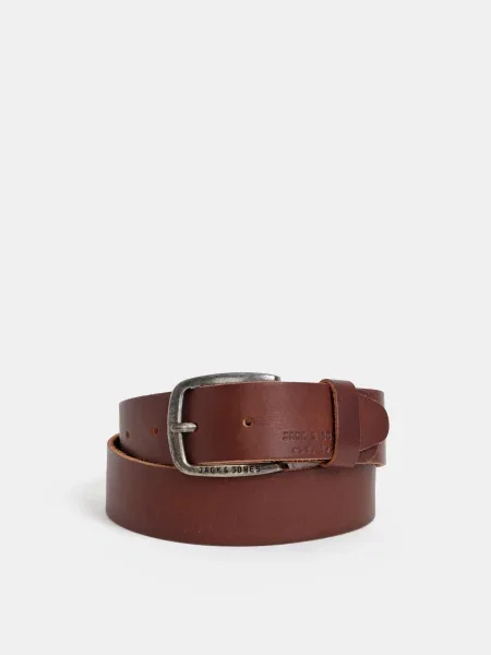 Curea inchis din piele naturala Jack & Jones Paul maro