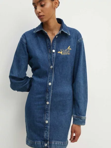 Moschino Jeans sukienka jeansowa niebieski mini oversize