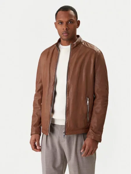 Milestone Usnjena jakna Oliverio rjava