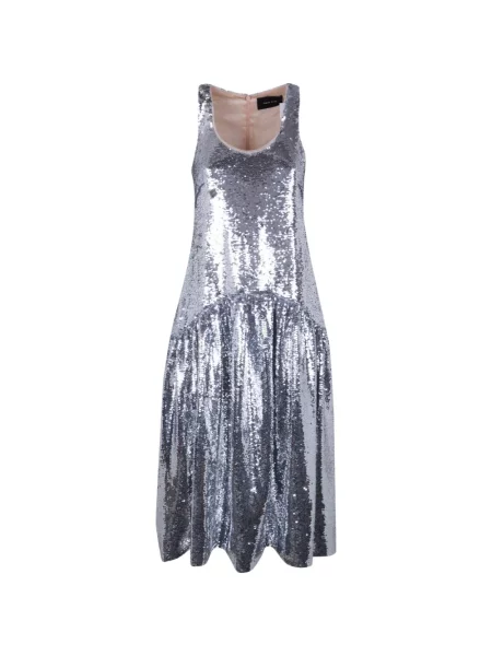 Rochie midi Simone Rocha cu paiete până la genunchi de costum argintiu