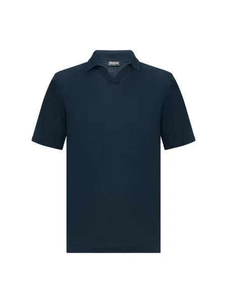 Koszulka polo Franzese Collection z dekoltem w serek niebieska