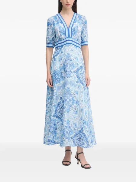 Rochie midi Hale Bob cu imagine cu decolteu în V alb