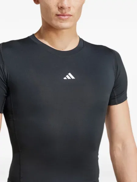 Csíkos kötött galléros póló Adidas fekete