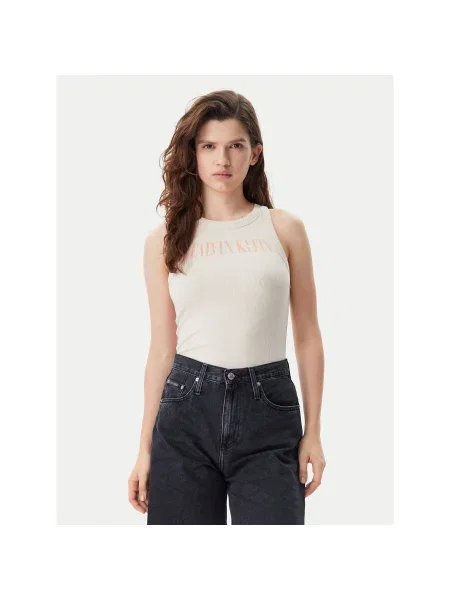 Calvin Klein Jeans Felső Varsity Slim Fit bézs