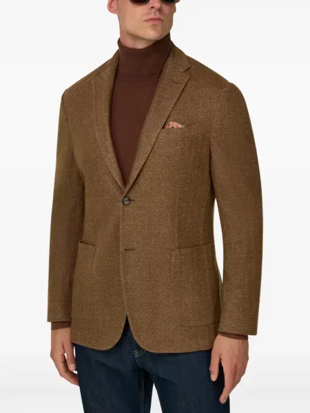 Sacou Boggi Milano din jerseu cu model herringbone maro