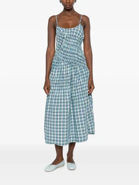 Rochie midi Damson Madder în carouri albastru