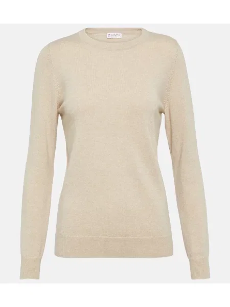 Pulover Brunello Cucinelli din cașmir bej