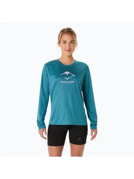 Běžecké tričko Longsleeve ASICS Fujitrail Logo atlantis blue modré
