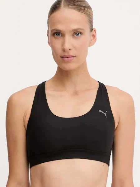Спортен сутиен Puma с изчистен дизайн черно