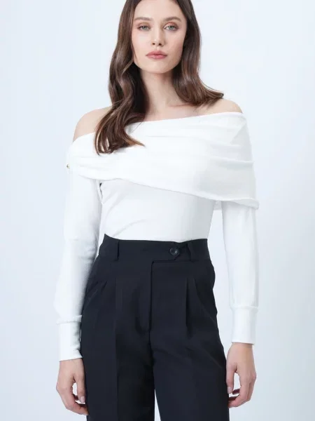 Trend Alaçatı Stili Tricou alb
