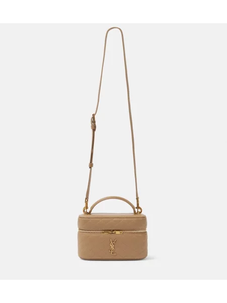 Кожена кожена чанта Saint Laurent кафяво