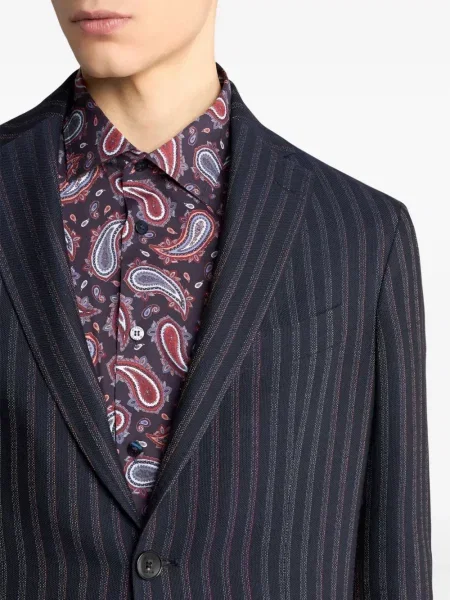 Costum Etro de lână cu dungi de costum negru