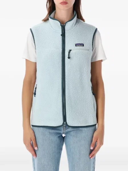 Vestă Patagonia fără mâneci retro cu autograf albastru