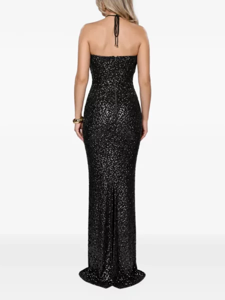 Rochie maxi Roserry cu paiete cu model floral negru