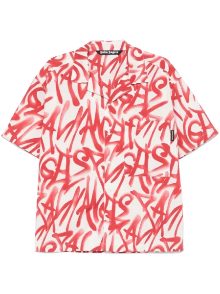 Cămașă Palm Angels cu imagine alb