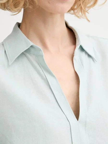 Calvin Klein női blúz lenvászonnal zöld