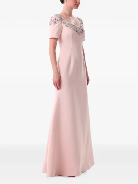 Rochie maxi Dina Melwani cu model floral roz