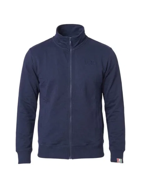 Mikina na zips Leone 1947 s vysokým golierom s autogramom modrá