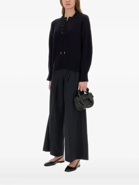 Pulover Max Mara cu șireturi din dantelă albastru