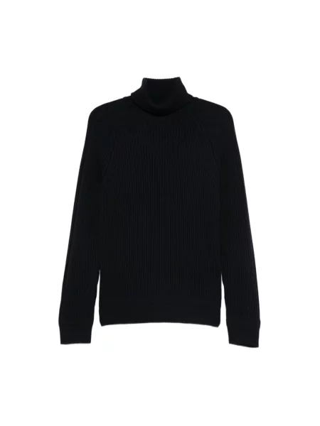 Lniany sweter z golfem Zanone czarny