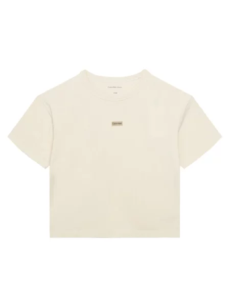 Calvin Klein Jeans T-Shirt Folded Logo μπεζ