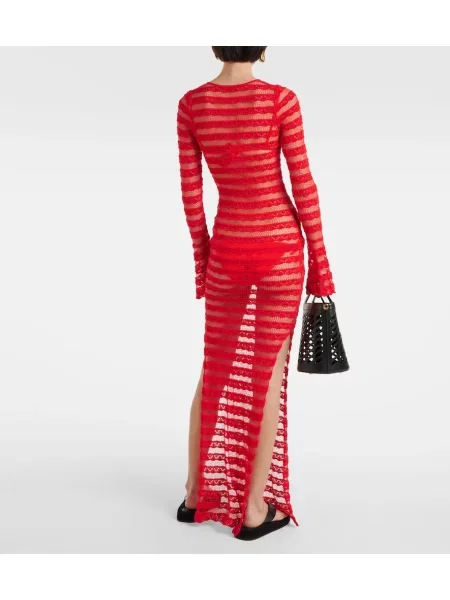 Rochie maxi Aya Muse din dantelă de costum roșu