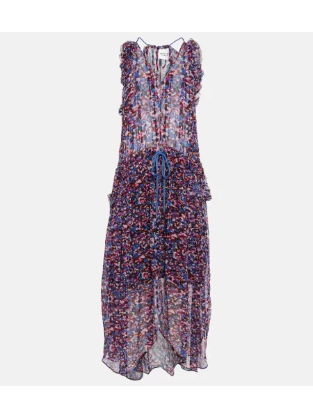 Maksi sukienka maxi Marant Etoile szyfonowa garniturowa różowa