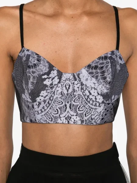 Top Quetsche din dantelă negru