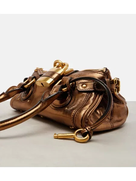 Geanta de piele Chloé din piele auriu