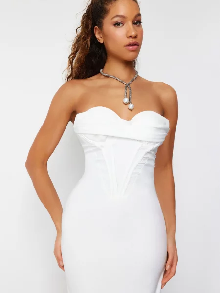Rochie de seară Trendyol business alb