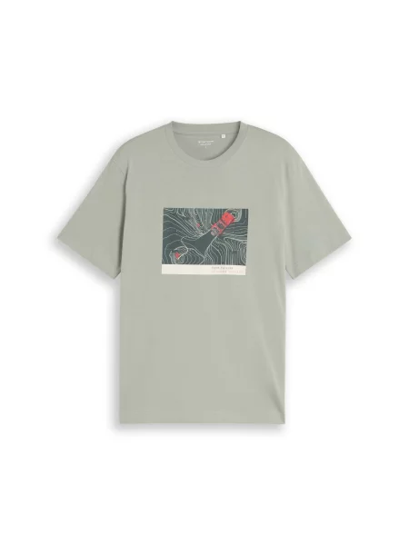 TOM TAILOR Tricou verde pastel / verde închis / roșu alb