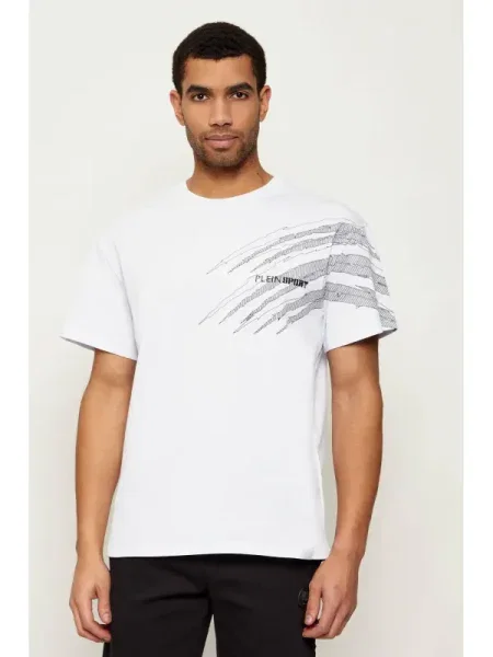 Plein Sport Tricou Scratch alb