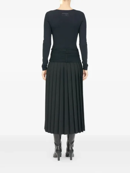 Плисирана плисирана пола Mm6 Maison Margiela до коляното синьо