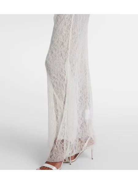 Rochie Christopher Esber transparente din dantelă alb